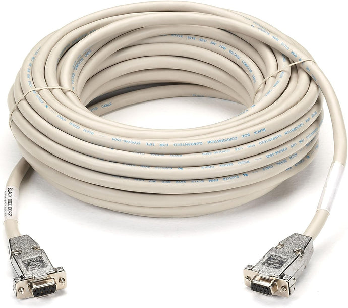 50 Feet Serial Cable DB9F-DB9F with DB25 Adapter