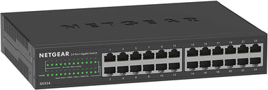 NETGEAR 24-Port Gigabit Ethernet Unmanaged Switch (GS324) - Desktop/Rackmount, Sturdy Metal Fanless Housing