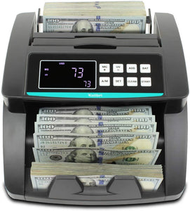 Kolibri Money Counter with UV/MG/IR/DBL/HLF/CHN Counterfeit Detection - Bill Counting Machine - Large LED Display - 1,500 Bills/Min - Doesn't Count Value - 1-Year Warranty
