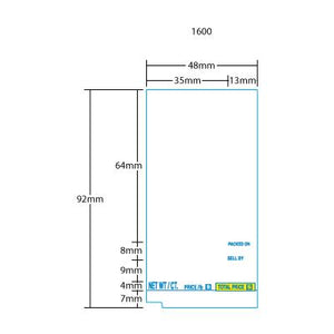 Scale label TEC (48mm x 92mm) SL-66-30/SL-6600 22 Line Center Code No Net Wt. - Blue/Yellow
