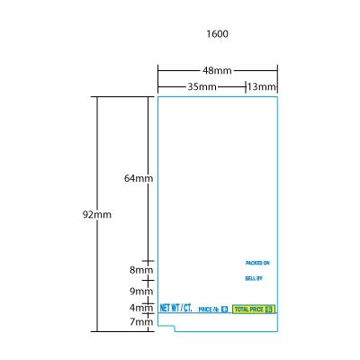 Scale label TEC (48mm x 92mm) SL-66-30/SL-6600 22 Line Center Code No Net Wt. - Blue/Yellow