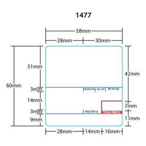 Scale Labels CAS (58mm x 60mm) LP-1000 UPC Ingredient - Red/Blue