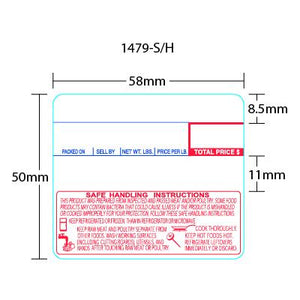 Scale Label CAS (58mm x 50mm) LP-1000 Non-UPC Safe Handling - Red/Blue