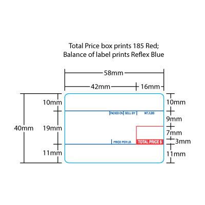 Scale Label CAS (58mm x 40mm) LP-1000 UPC - Red/Blue