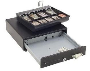 VAL-u Line 14"X16" Cash Drawer, Color: Black with 24 Volt, 1 Slot and 4 Bill 5 Coin Tray, (requires cable - see accessories tab)