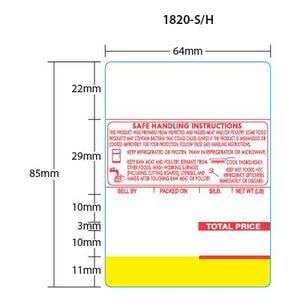 Scale Label Ishida (64mm x 85mm) AC-Series, BC-3000, Astra UPC - Red/Yellow w/Safe Handling