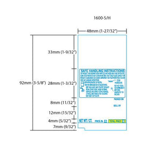 Scale Label TEC (48mm x 92mm) SL-66-30/SL-6600 22 Line Center Code No Net Wt. - Blue/Yellow w/Safe Handling